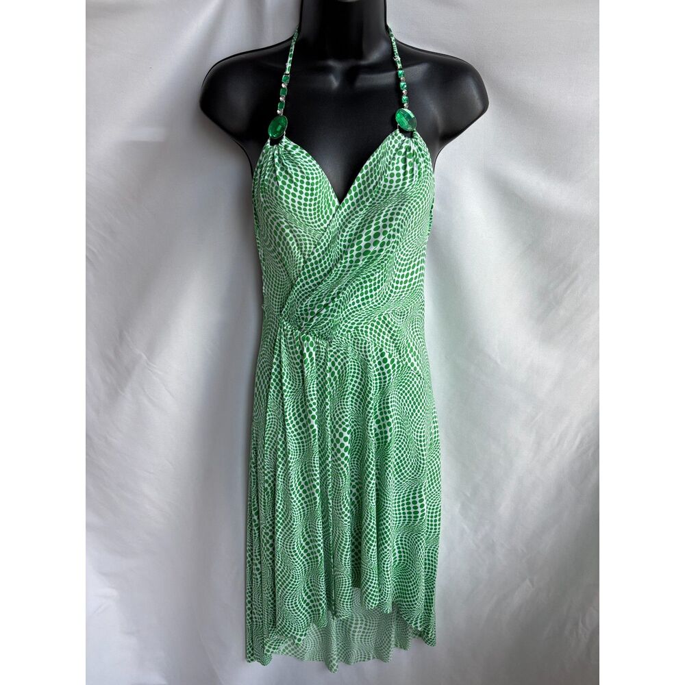 Vintage Grace NEW Halter Emerald Green Dress Size M Flowy Feminine Retro Flirty